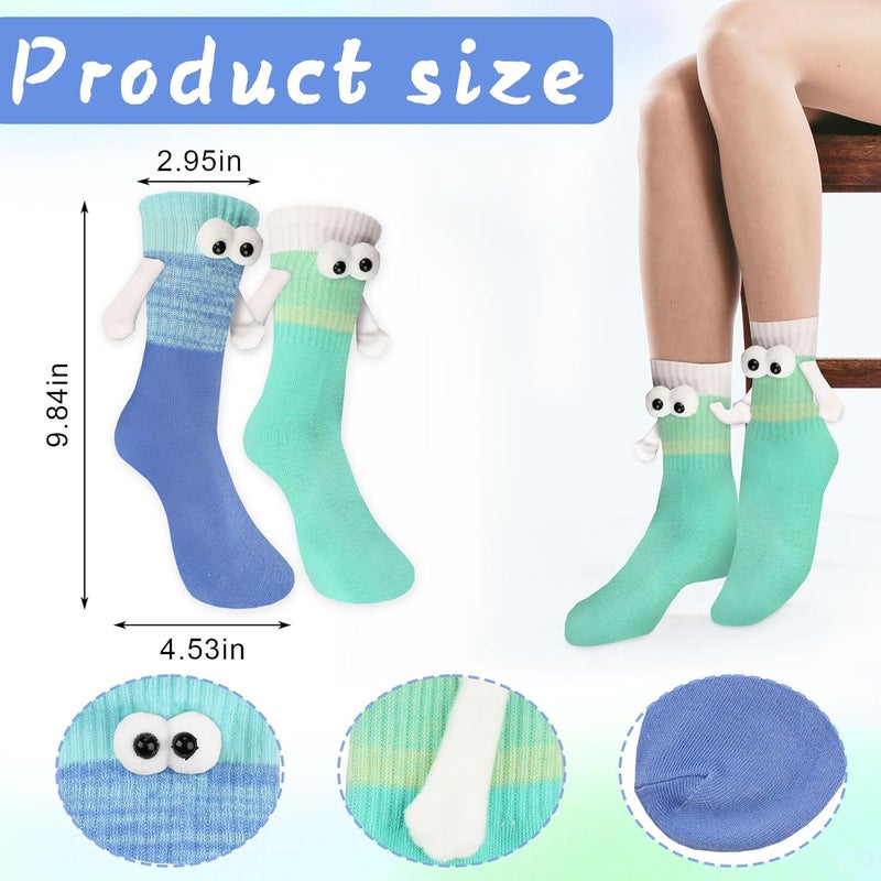 Habbiful 2 Pairs Valentine's Day Holding Hands Socks Funny Magnetic Couple Socks Valentines Day Gifts for Her Men Women - Image 2